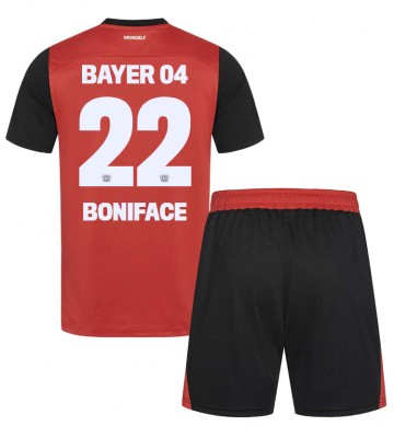 Bayer Leverkusen Victor Boniface #22 Primera Equipación Niños 2024-25 Manga Corta (+ Pantalones cortos)